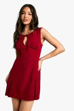 Skater Dresses|Suits & Tailoring*boohoo Keyhole Pleated Tailored Mini Dress berry