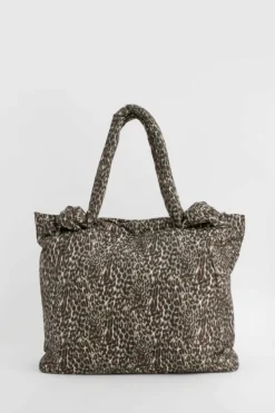 Handbags|Tote Bags*boohoo Khaki Nylon Knot Handle Tote Bag leopard