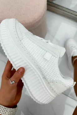 Trainers*Love Lemonade Khloe Woven Platform Trainer White