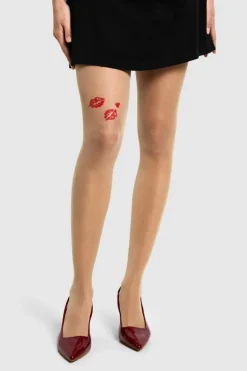 Tights & Socks|Tights & Socks*boohoo Kiss Print Tights nude