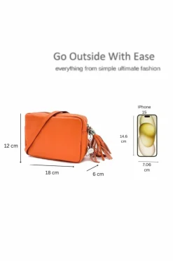 Cross-Body Bags|Handbags*Kitise Small Slim Genuine Italian Leather Tassel Crossbody Bag Beige