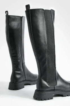 Over The Knee Boots|Knee High Boots*boohoo Knee High Chelsea Boots black