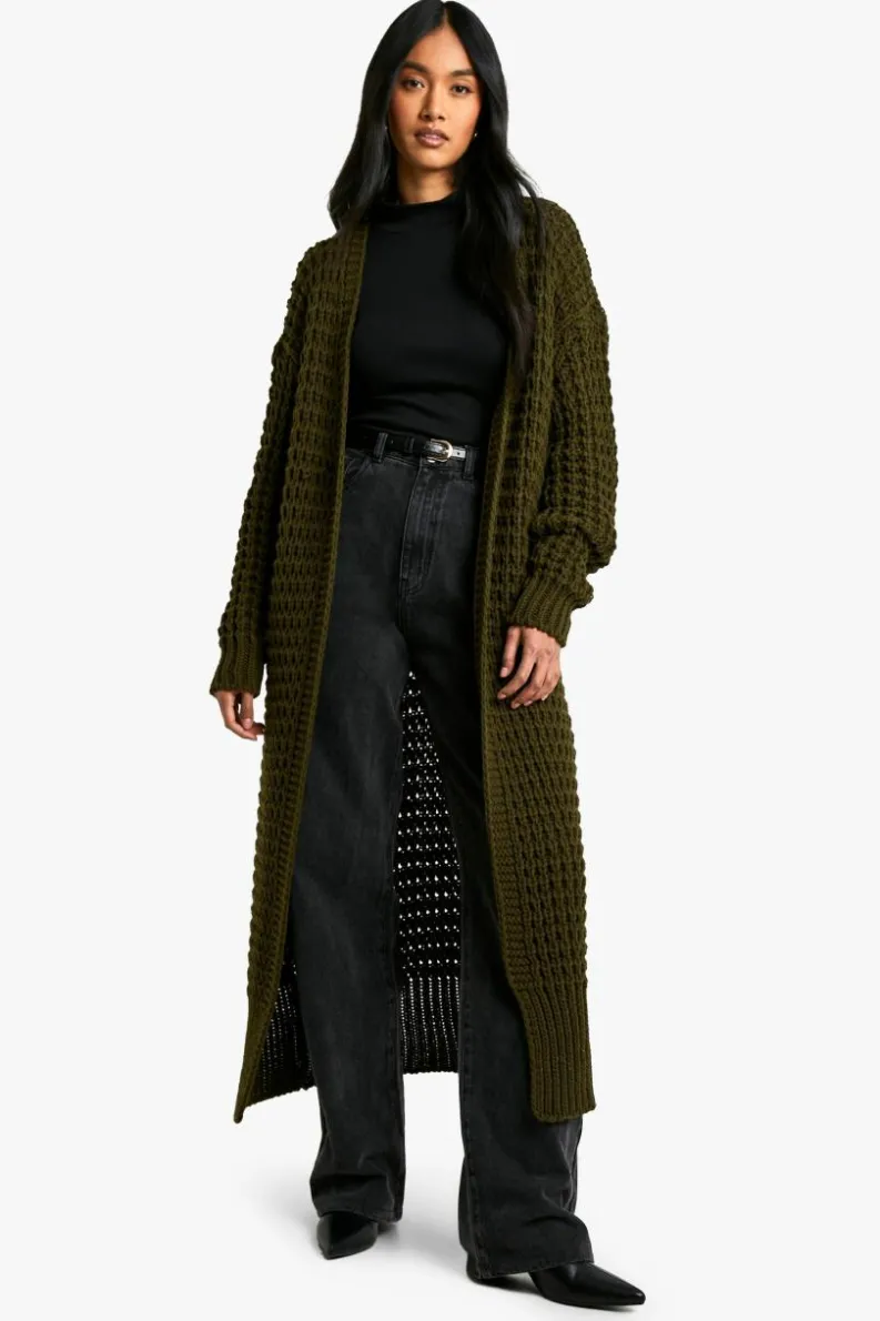 Cardigans|Knitwear*boohoo Knit Longline Cardigan khaki