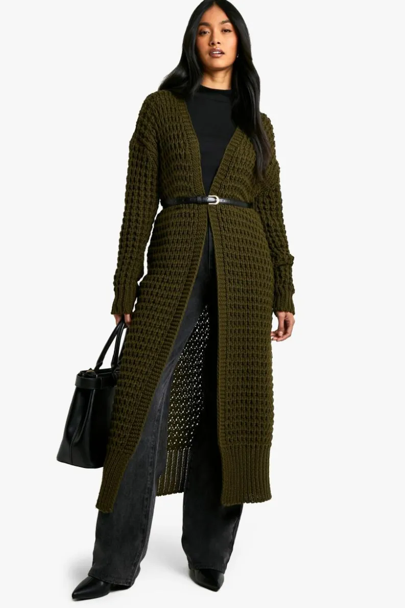 Cardigans|Knitwear*boohoo Knit Longline Cardigan khaki