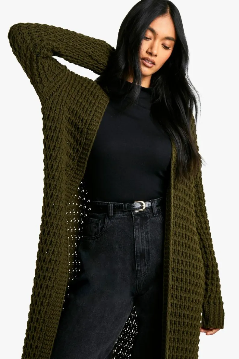 Cardigans|Knitwear*boohoo Knit Longline Cardigan khaki
