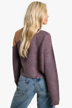 Jumpers*boohoo Knitted Asymmetric Shoulder Jumper purple