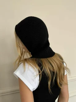 Hats & Gloves|Hats & Gloves*SVNX Knitted Balaclava with Snap Fastening Black