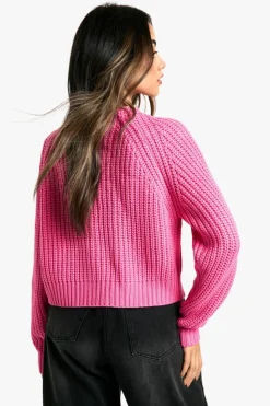 Cardigans|Up To 80% Off Winter Warmers*boohoo Knitted Button Through Cardigan pink