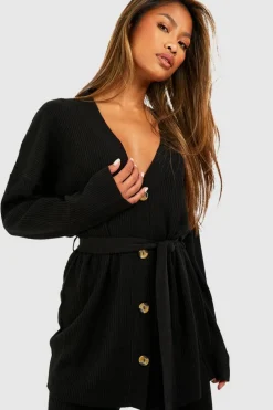 Knitted Co-Ords|Knitwear*boohoo Knitted Cardigan & Wide Leg Trouser Co-ord black
