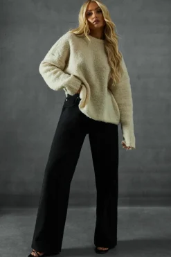 Oversized Jumpers*MissPap Knitted Crew Neck Oversized Jumper oatmeal