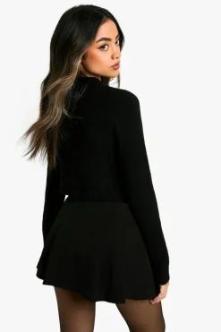 Cardigans*boohoo Knitted Cropped Button Cardigan black