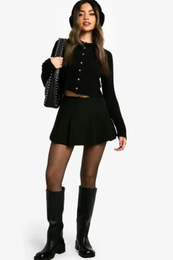 Cardigans*boohoo Knitted Cropped Button Cardigan black