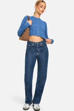 Cardigans|Jumpers & Cardigans*boohoo Knitted Cropped Button Cardigan cobalt
