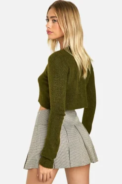 Cardigans|Jumpers & Cardigans*boohoo Knitted Cropped Button Cardigan olive
