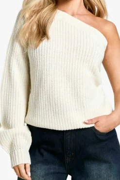 Jumpers*boohoo Knitted One Shoulder Jumper cream