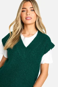Jumpers*boohoo Knitted Oversized Boxy Fit Tank bottle green