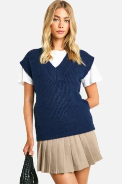 Jumpers*boohoo Knitted Oversized Boxy Fit Tank navy