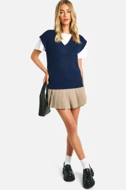 Jumpers*boohoo Knitted Oversized Boxy Fit Tank navy