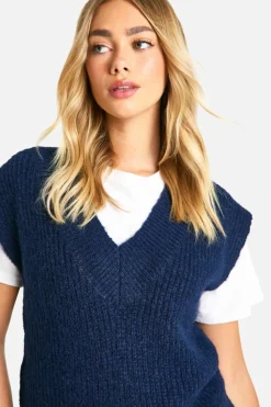 Jumpers*boohoo Knitted Oversized Boxy Fit Tank navy