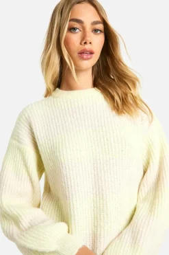 Oversized Jumpers|Jumpers*boohoo Knitted Oversized Crew Neck Stripe Jumper yellow