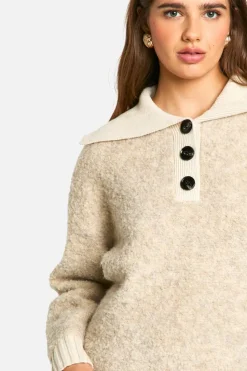 Oversized Jumpers|Jumpers*boohoo Knitted Oversized Rib Collar Button Up Jumper oatmeal