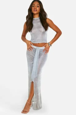 Knitted Tops*boohoo Knitted Racer Top silver