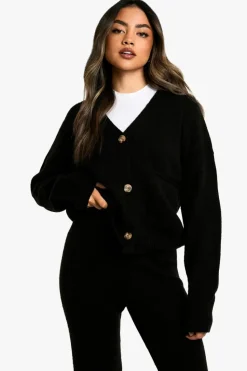 Knitted Co-Ords|Trousers*boohoo Knitted Slouchy Cardigan And Flare Trouser Co-Ord black