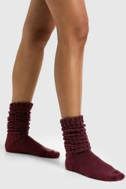 Tights & Socks|Tights & Socks*boohoo Knitted Slouchy Socks burgundy