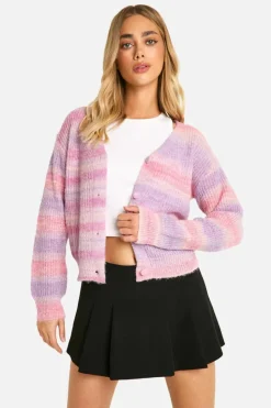 Cardigans*boohoo Knitted Striped Lightweight Cardigan pink