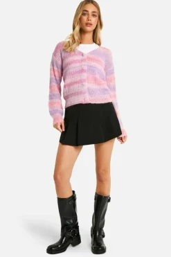 Cardigans*boohoo Knitted Striped Lightweight Cardigan pink