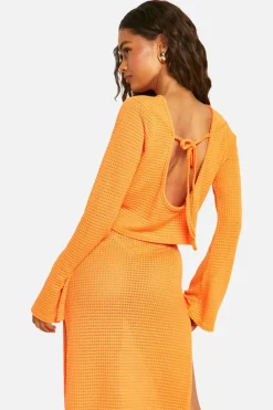 Knitted Tops|Knitted Co-Ords*boohoo Knitted Tie Back Top burnt orange