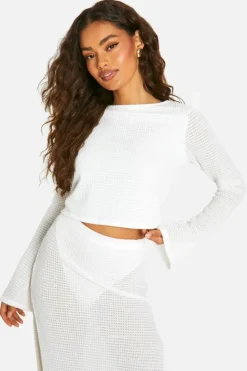 Knitted Tops*boohoo Knitted Tie Back Top white
