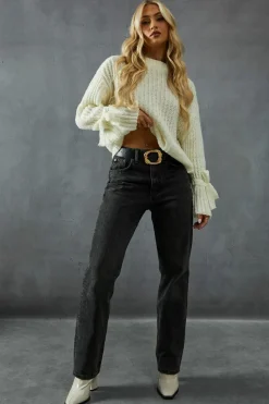 Oversized Jumpers*MissPap Knitted Tie Sleeve Oversized Jumper cream