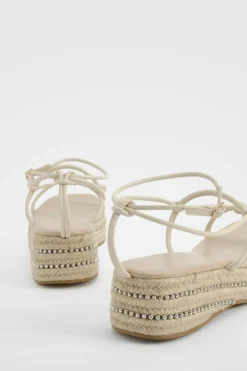 Sandals*boohoo Knot Detail Flatform Sandals cream