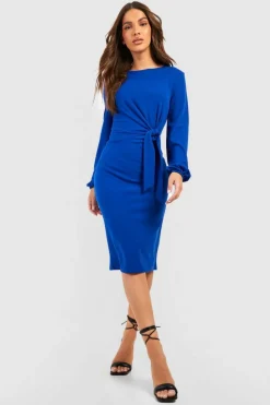Midi Dresses*boohoo Knot Detail Midi Dress cobalt