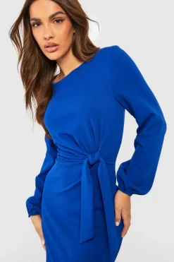 Midi Dresses*boohoo Knot Detail Midi Dress cobalt