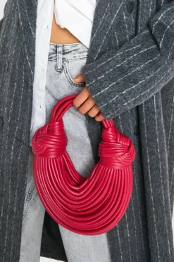 Handbags*boohoo Knot Detail Strappy Grab Bag cherry
