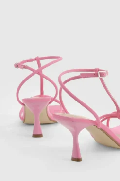 Sandals|Heels*boohoo Knot Detail T Bar Mid Height Sandals pink