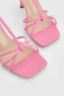 Sandals|Heels*boohoo Knot Detail T Bar Mid Height Sandals pink
