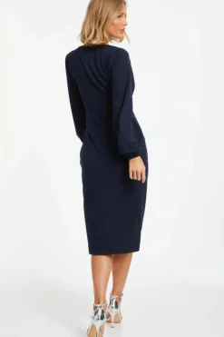 Wrap Dresses|Midi Dresses*Quiz Knot Front Wrap Midi Dress Blue