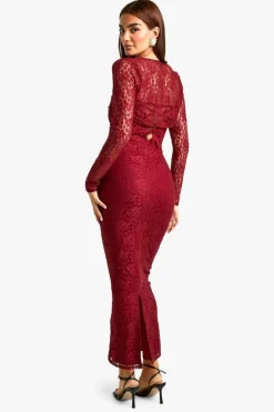 Maxi Dresses*boohoo Lace Bolero Maxi Dress wine