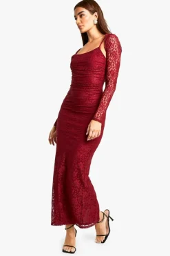 Maxi Dresses*boohoo Lace Bolero Maxi Dress wine