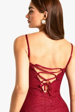 Maxi Dresses*boohoo Lace Bolero Maxi Dress wine