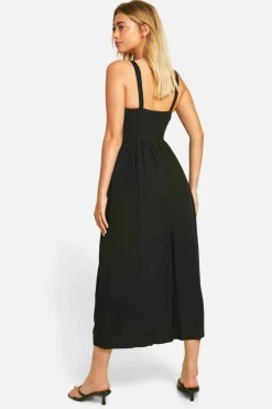 Smock Dresses*boohoo Lace Corset Midaxi Smock Dress black