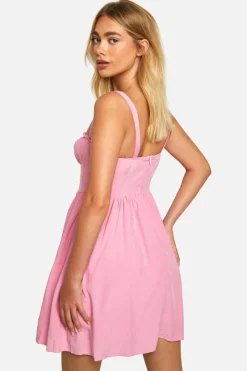Smock Dresses*boohoo Lace Corset Smock Dress pink