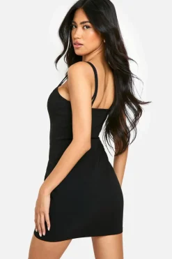 Bodycon Dresses*boohoo LACE INSERT BENGALINE MINI DRESS black