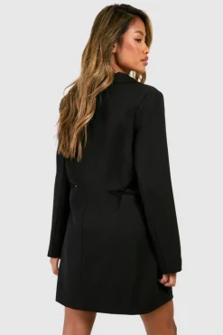 Blazer Dresses*boohoo Lace Insert Blazer Dress black