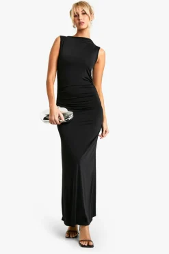 Skater Dresses|Maxi Dresses*boohoo Lace Insert Cowl Column Maxi Dress black