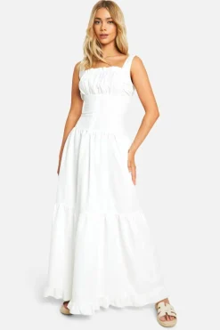 Smock Dresses|Maxi Dresses*boohoo Lace Milkmaid Smock Maxi Dress white
