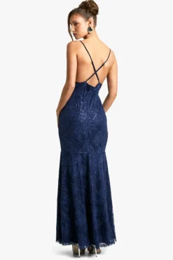 Maxi Dresses|Dresses*boohoo Lace Sequin Plunge Maxi Dress navy